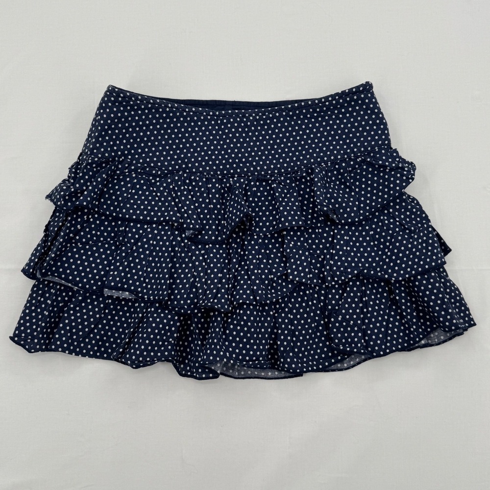 Y2K Limited Too Navy Polka Dot Tiered Ruffle Skort Girls Size 10 Vtg 2000s Skirt
